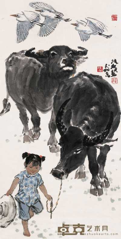 张广 牧牛图 镜心 137×70cm